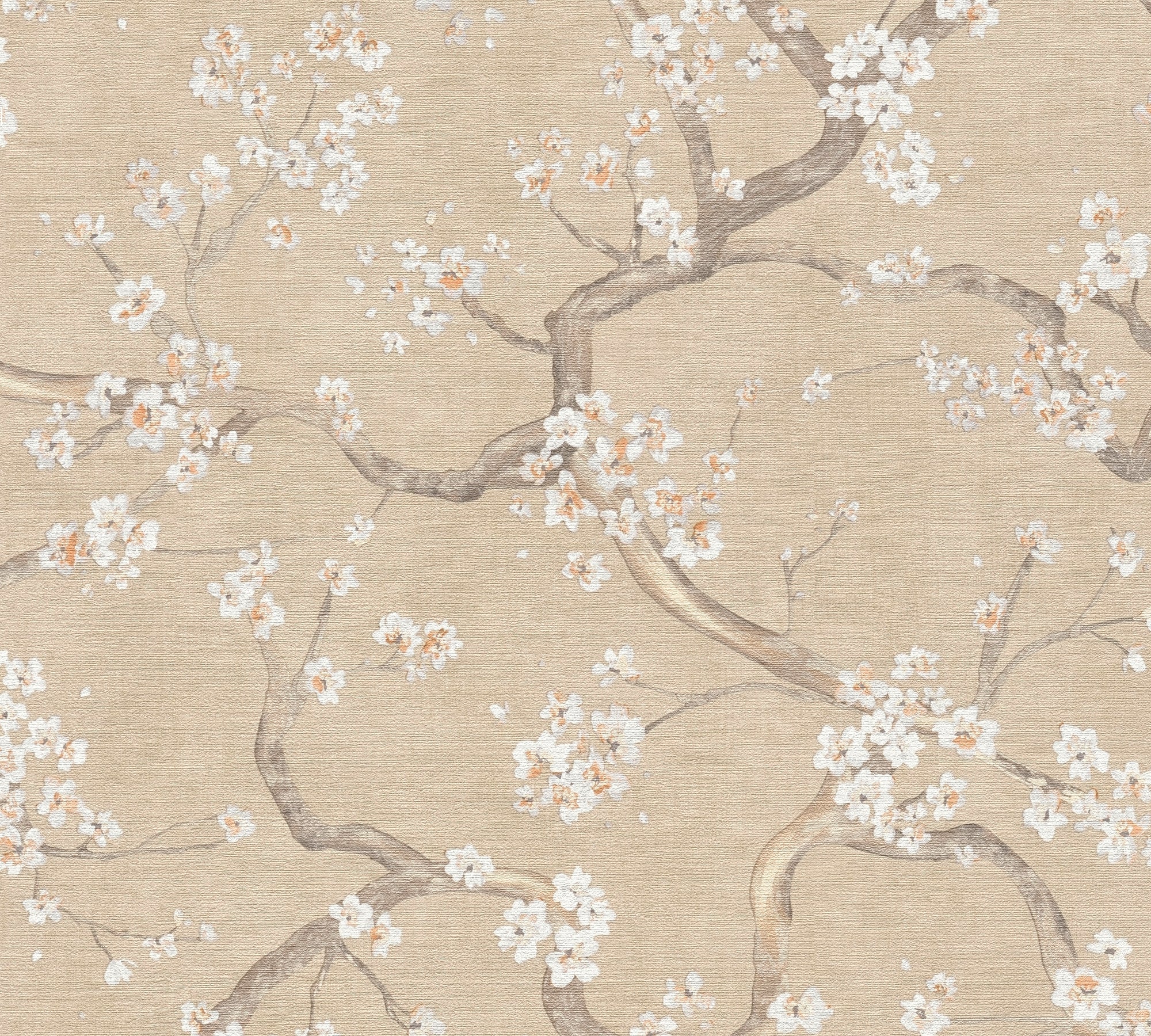 Hochwertige Vliestapete Beige Floral