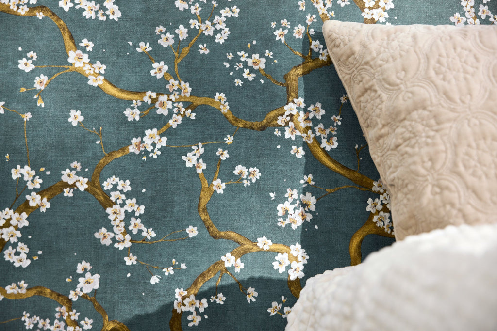 Hochwertige Vliestapete Blau Floral