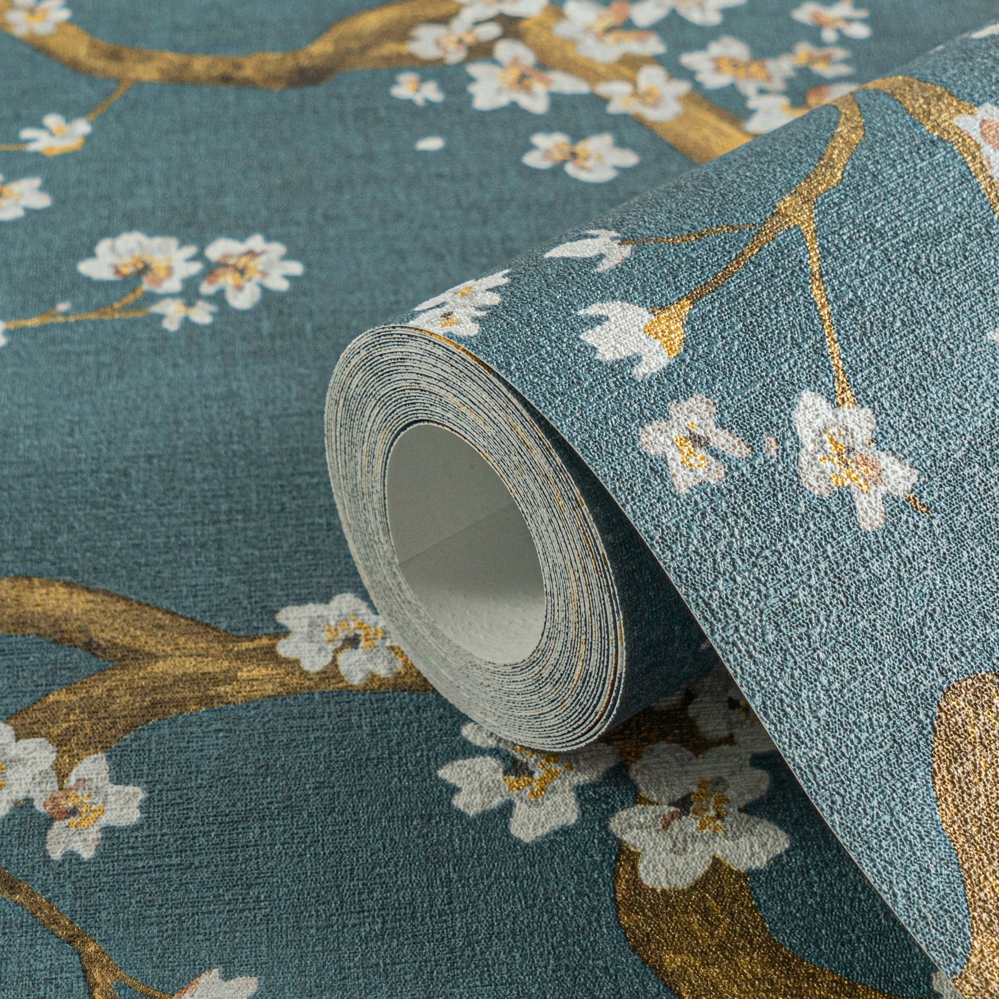 Hochwertige Vliestapete Blau Floral