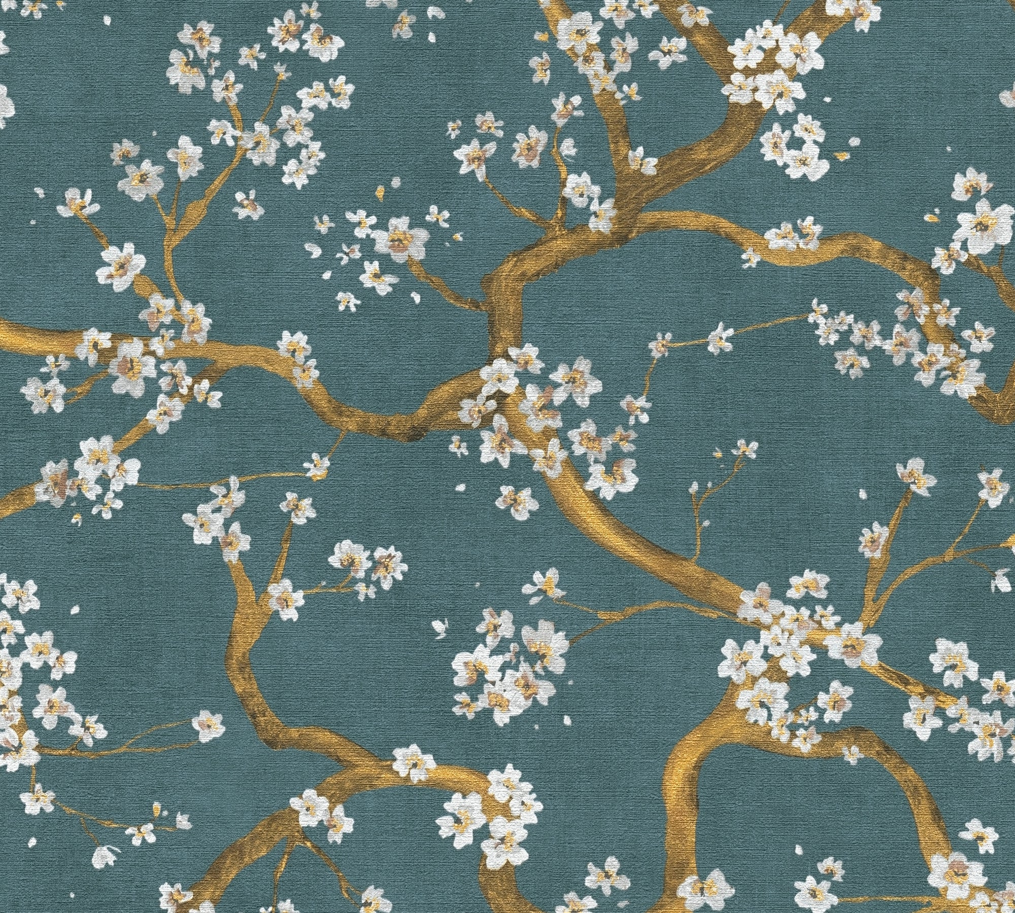 Hochwertige Vliestapete Blau Floral