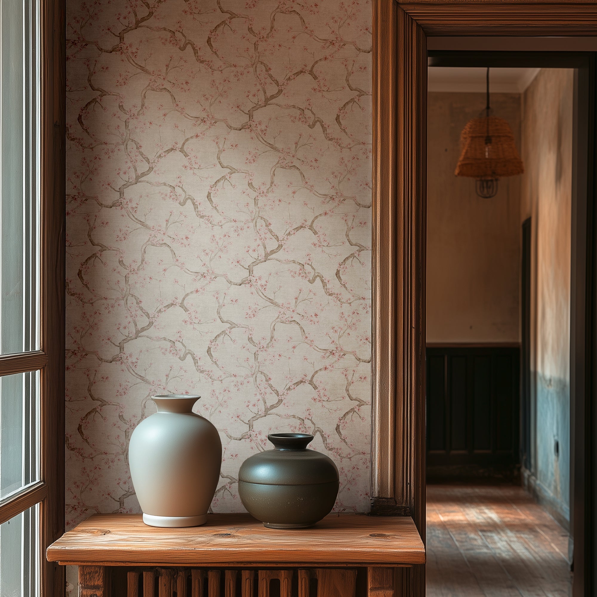 Hochwertige Vliestapete Creme Floral