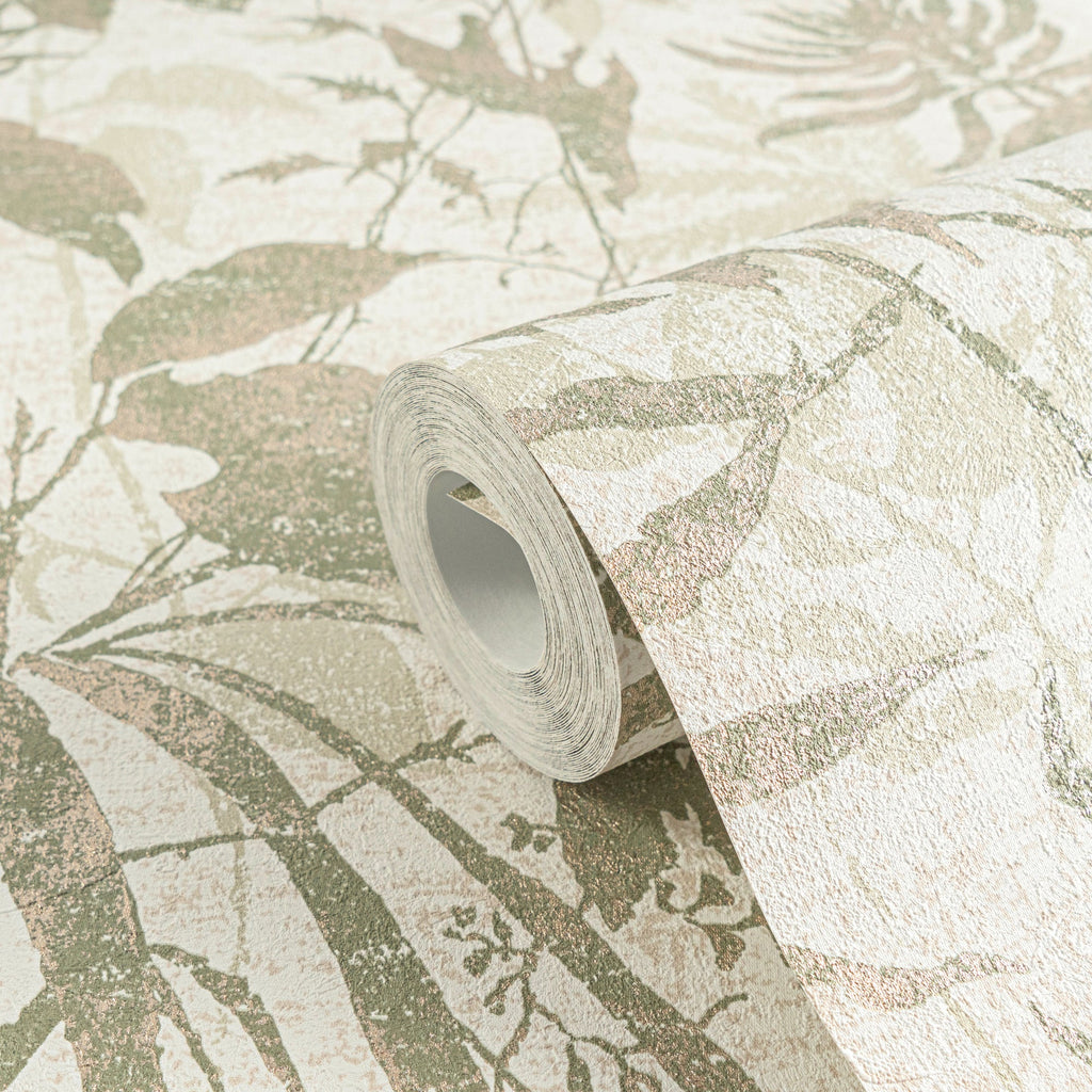 Hochwertige Vliestapete Creme Floral