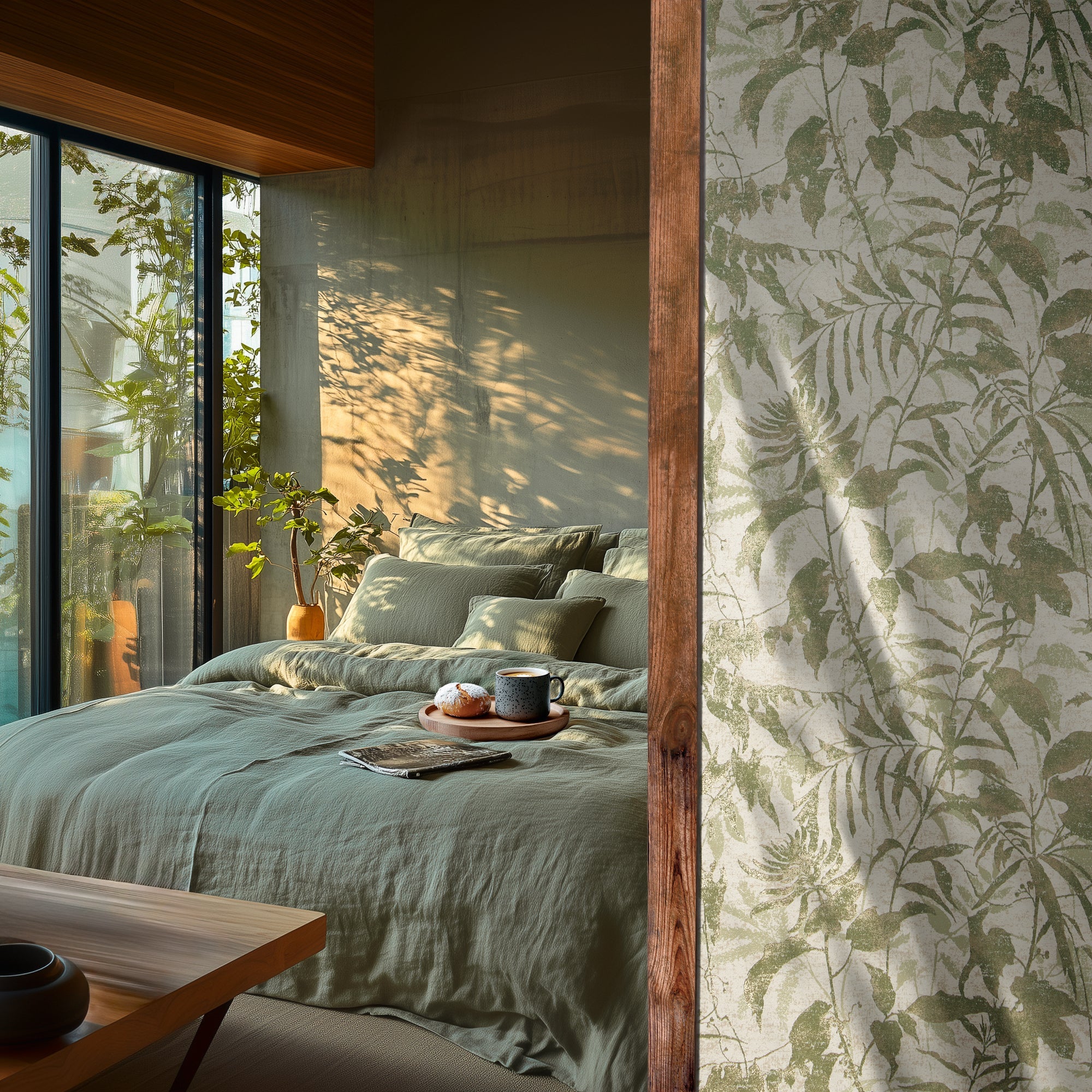 Hochwertige Vliestapete Creme Floral