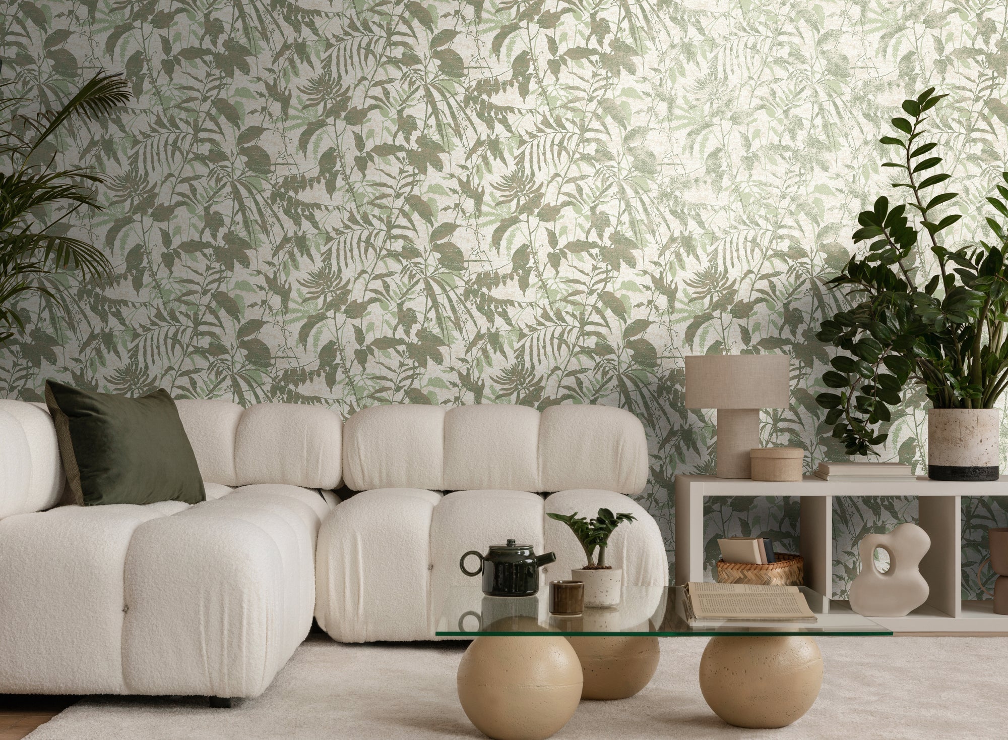 Hochwertige Vliestapete Creme Floral