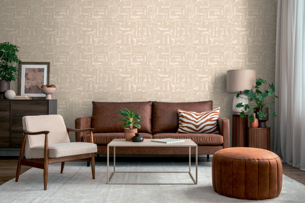 Hochwertige Vliestapete Beige Grafik