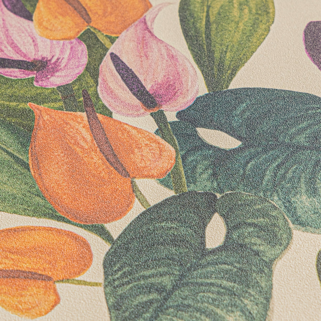 Hochwertige Vliestapete Creme Floral