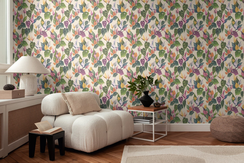Hochwertige Vliestapete Creme Floral