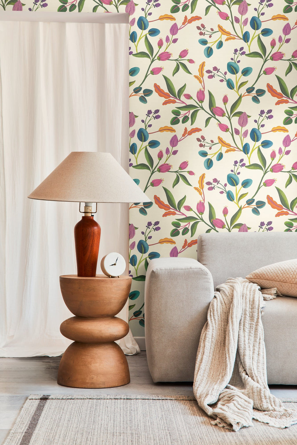 Hochwertige Vliestapete Creme Floral