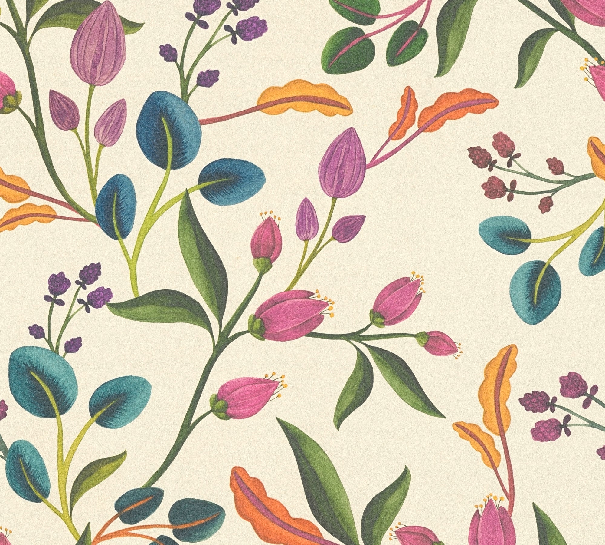 Hochwertige Vliestapete Creme Floral