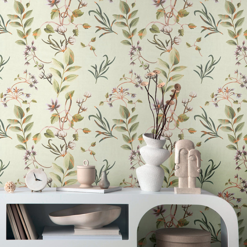 Hochwertige Vliestapete Braun Floral