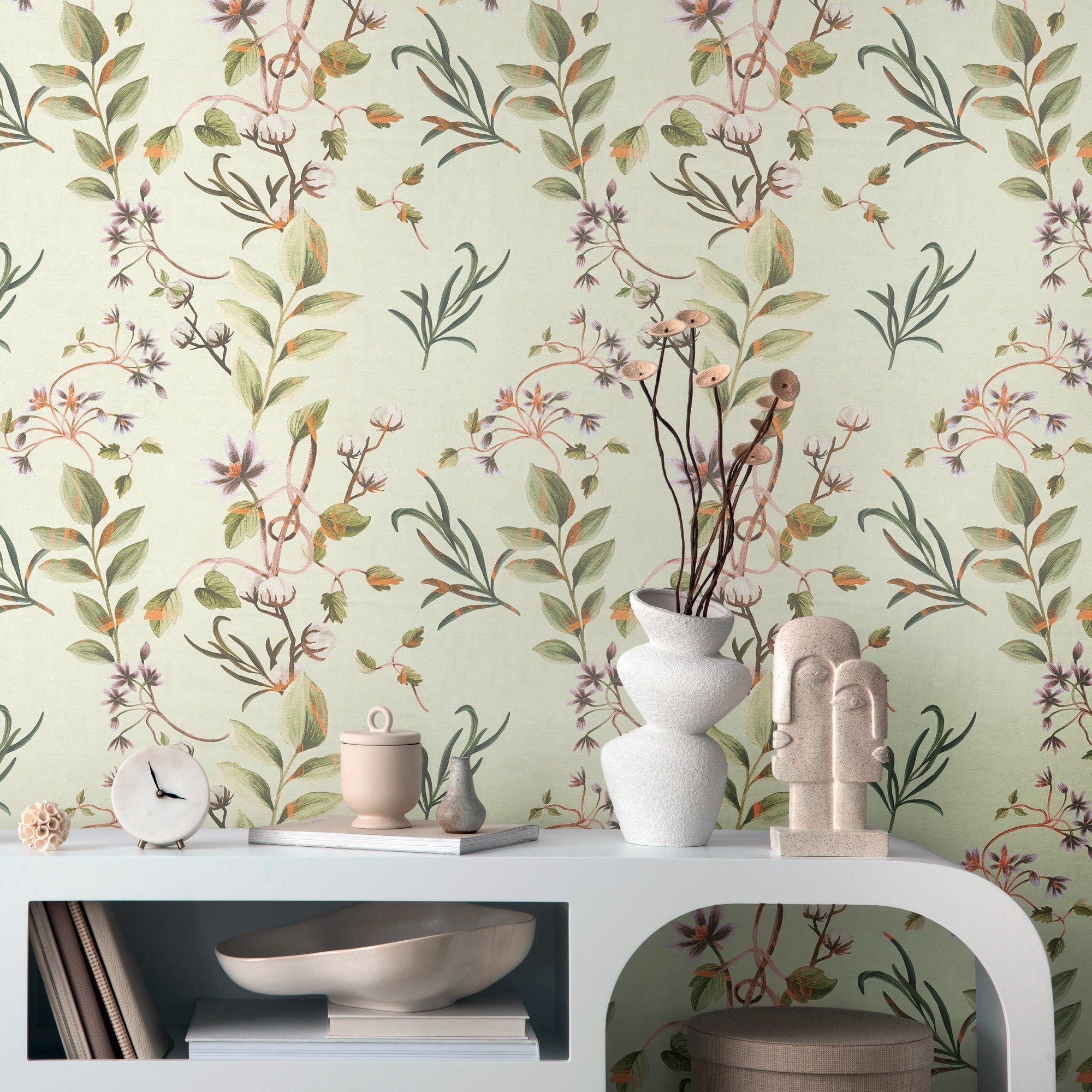 Hochwertige Vliestapete Braun Floral