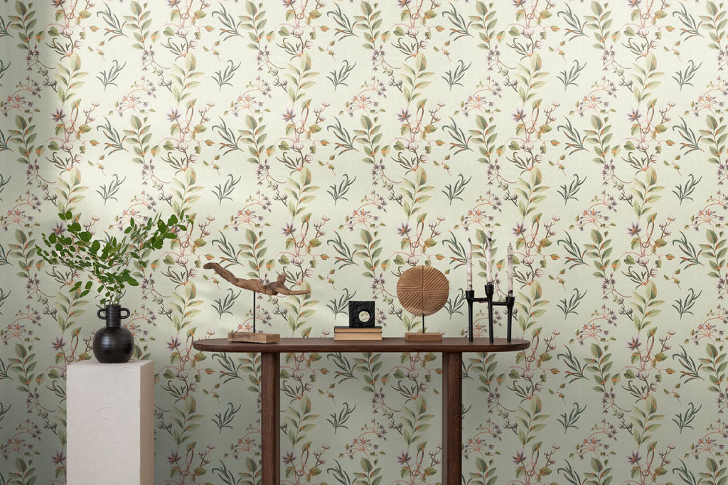 Hochwertige Vliestapete Braun Floral