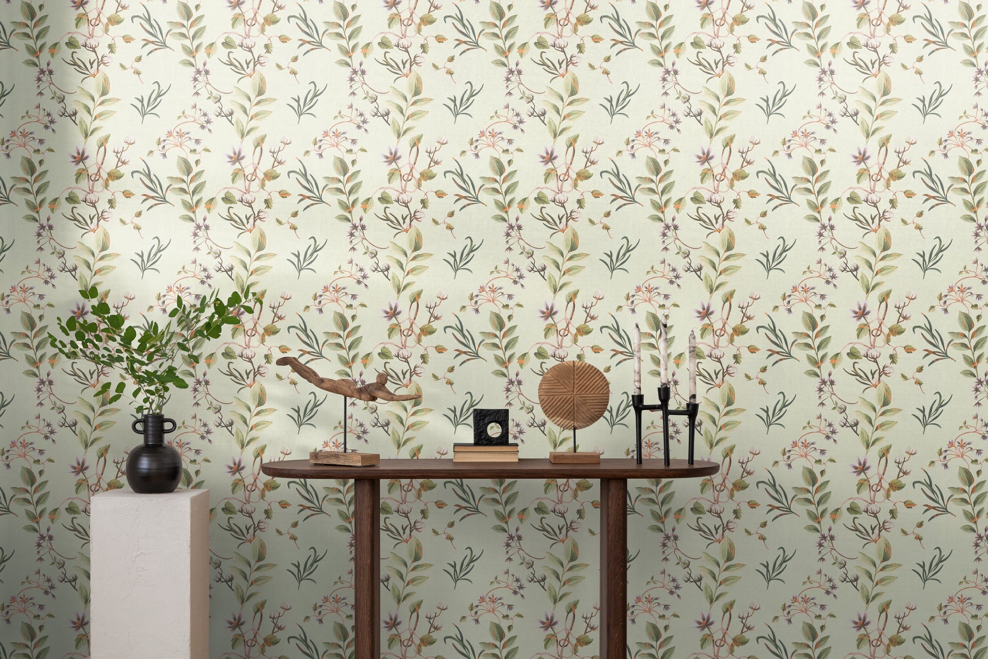 Hochwertige Vliestapete Braun Floral