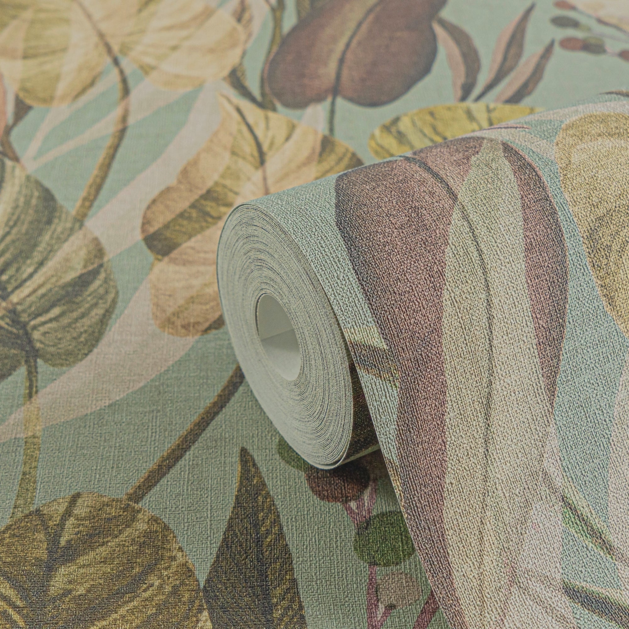 Hochwertige Vliestapete Braun Floral