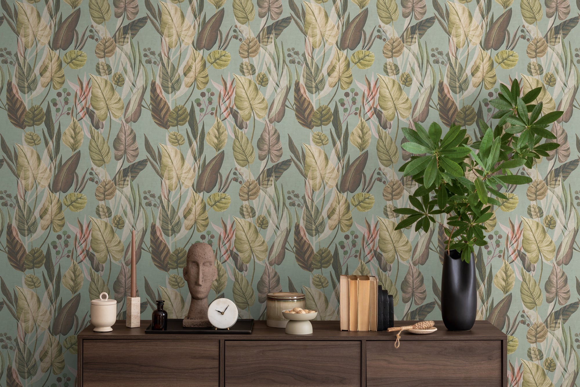 Hochwertige Vliestapete Braun Floral
