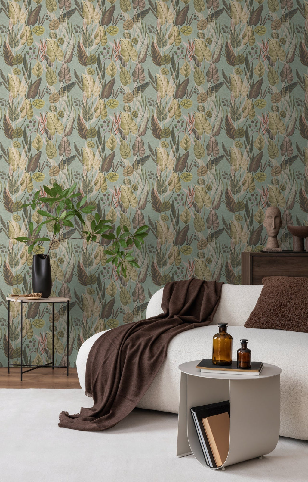 Hochwertige Vliestapete Braun Floral