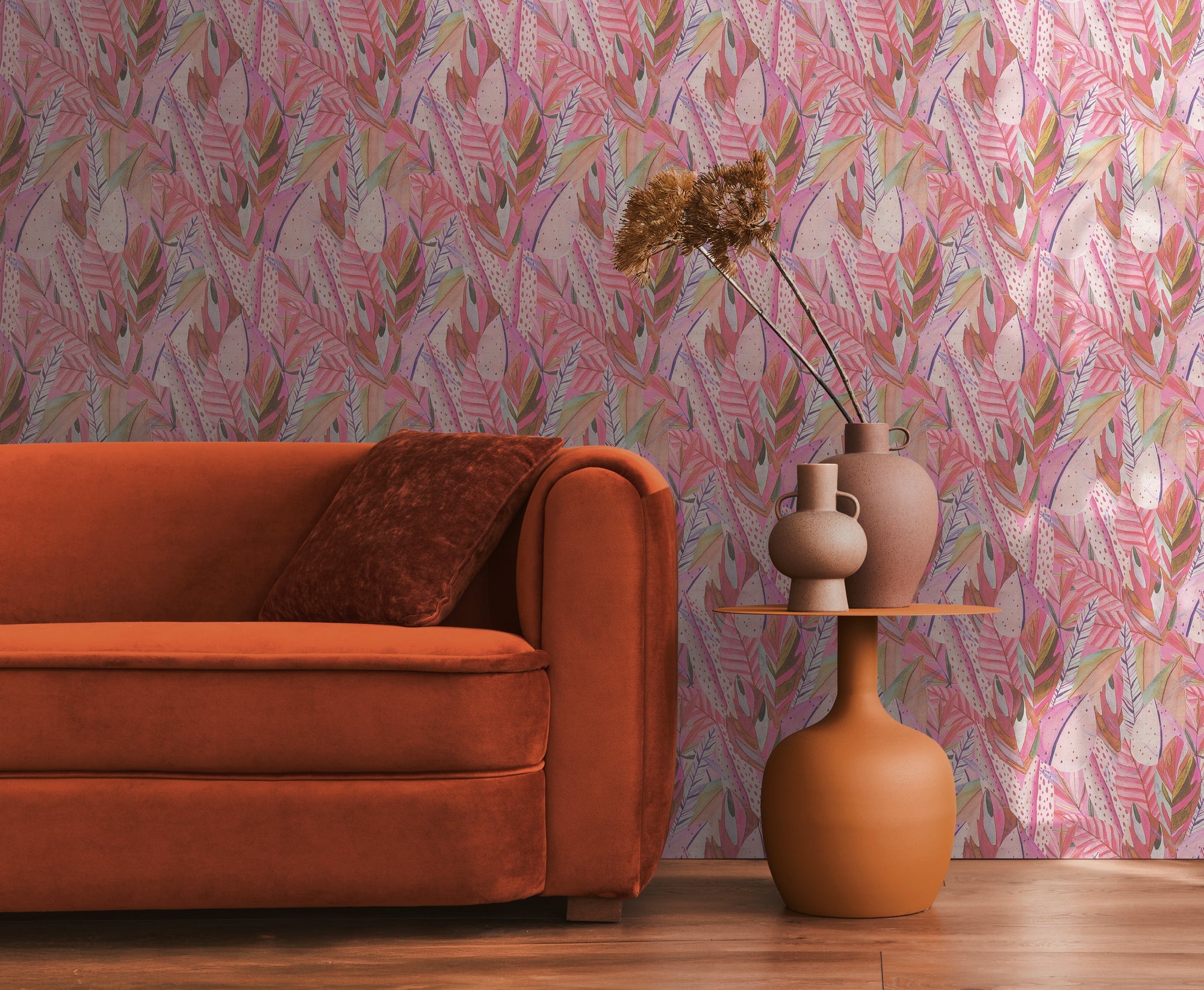 Hochwertige Vliestapete Pink Floral