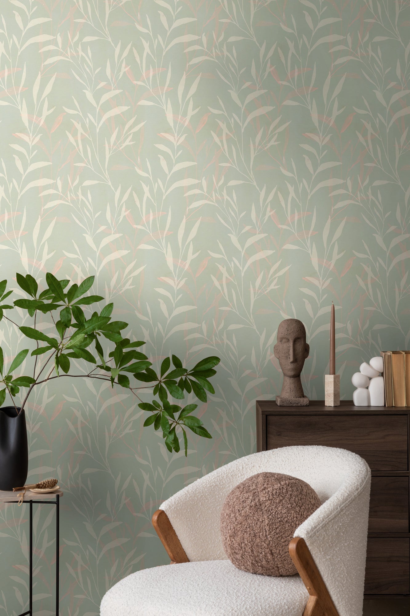 Hochwertige Vliestapete Creme Floral