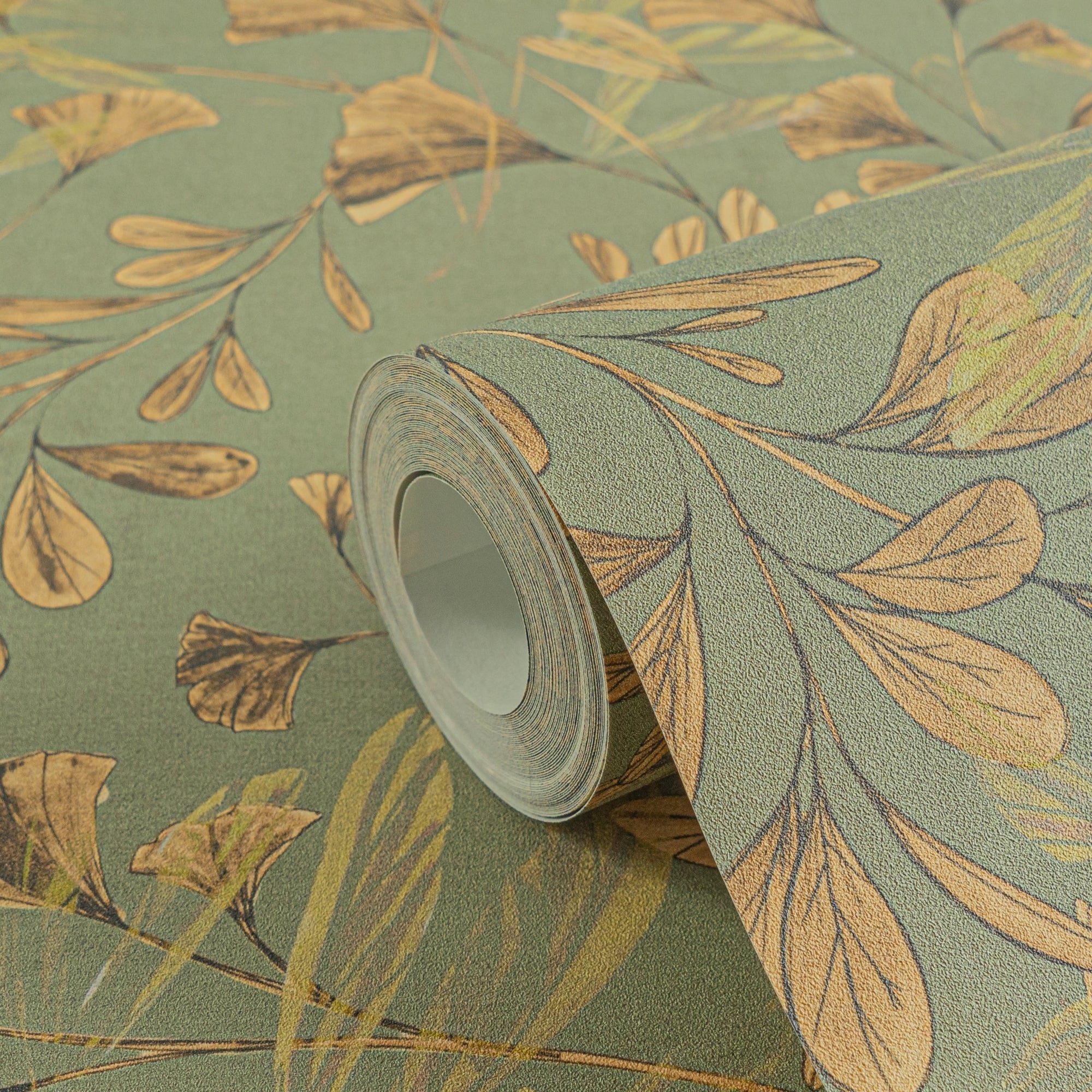 Hochwertige Vliestapete Braun Floral