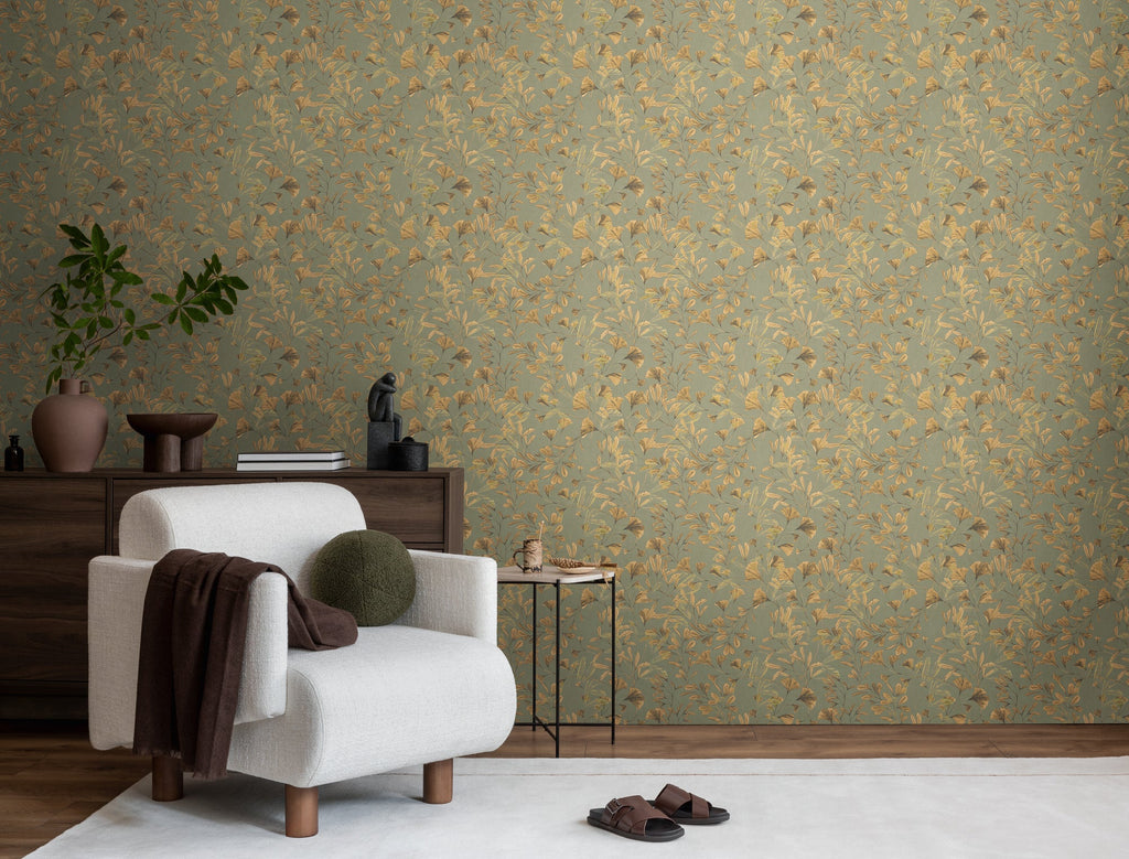 Hochwertige Vliestapete Braun Floral