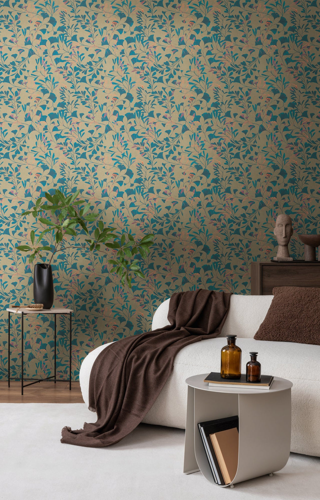 Hochwertige Vliestapete Braun Floral