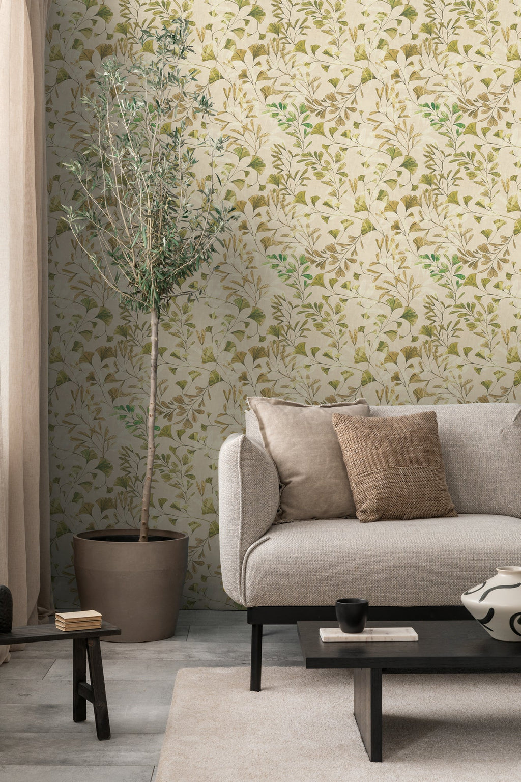 Hochwertige Vliestapete Creme Floral
