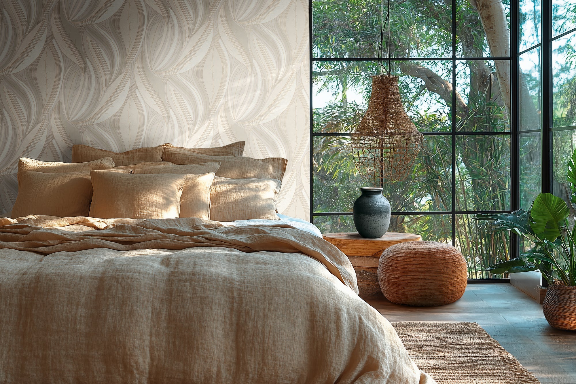 Hochwertige Vliestapete Creme Floral