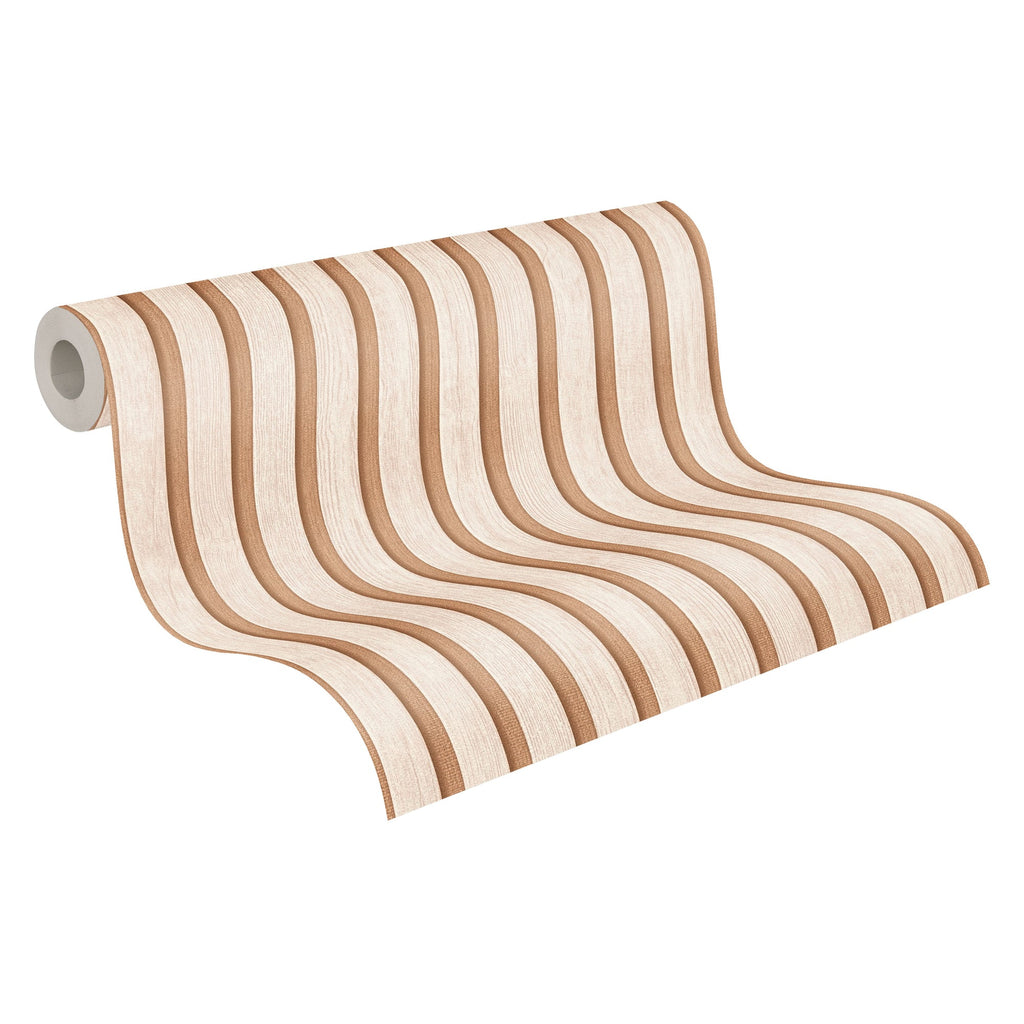 Hochwertige Vliestapete Beige Holzoptik