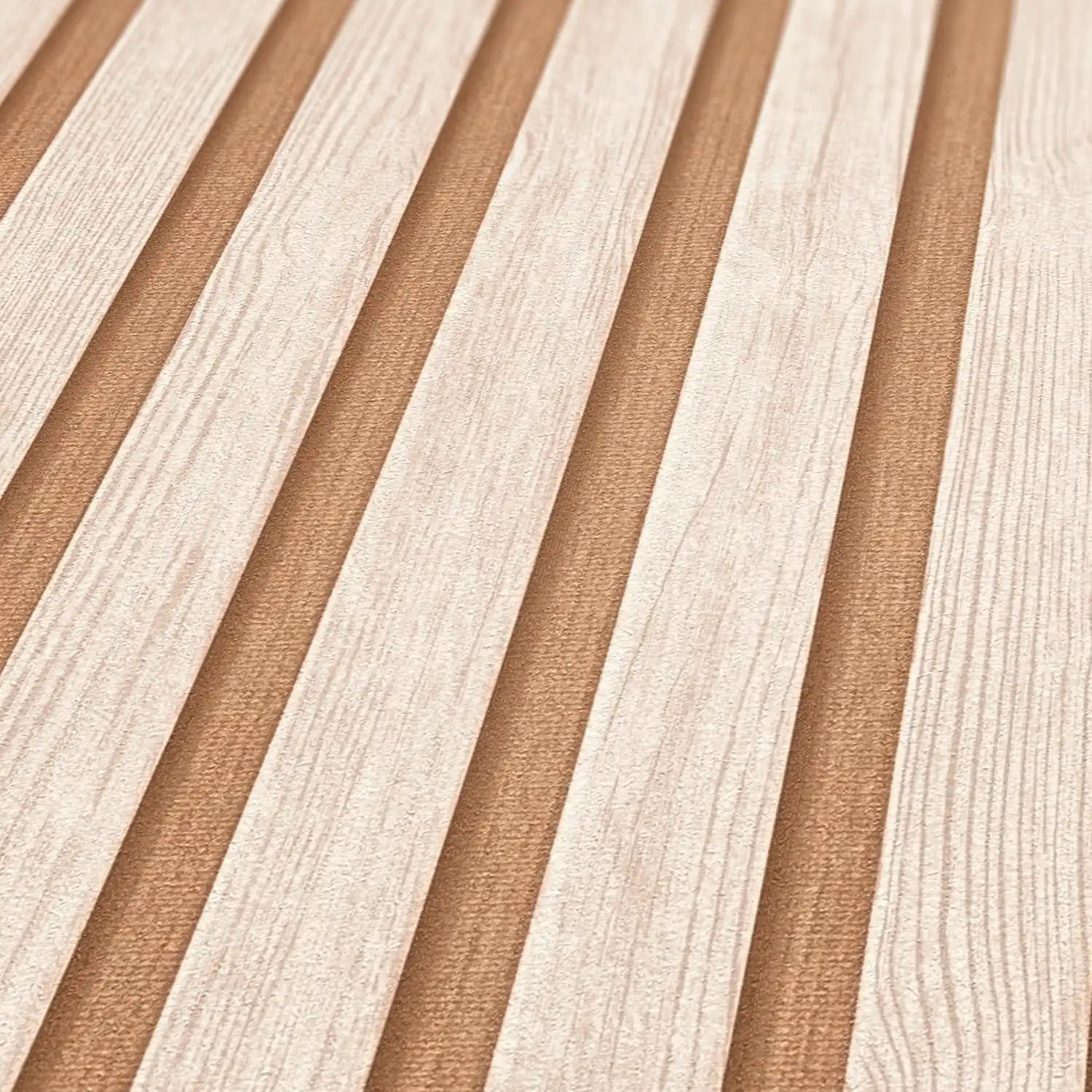 Hochwertige Vliestapete Beige Holzoptik