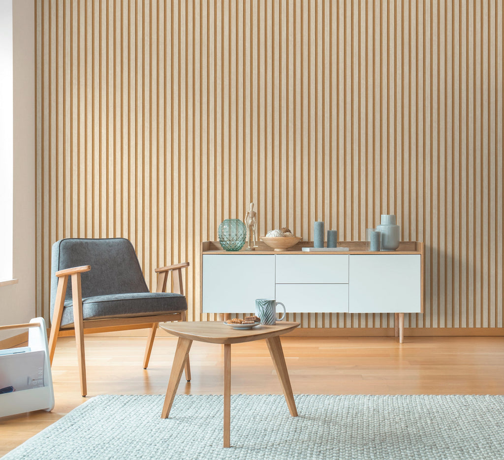 Hochwertige Vliestapete Beige Holzoptik