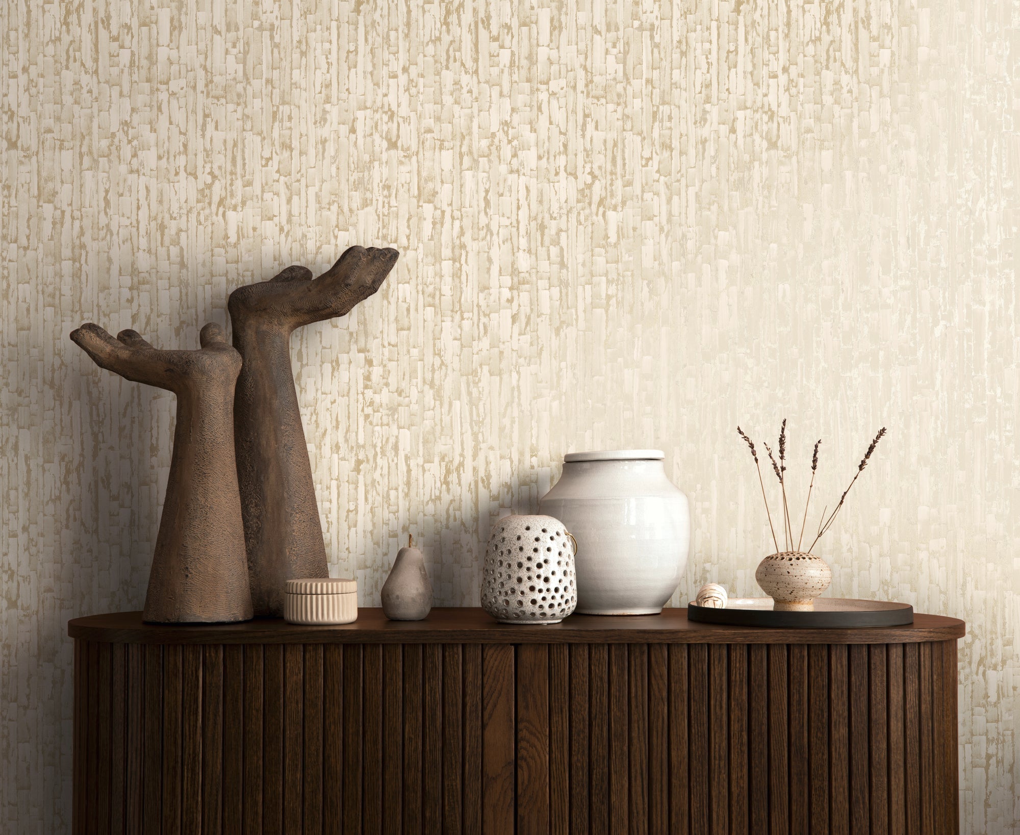 Hochwertige Vliestapete Creme Modern