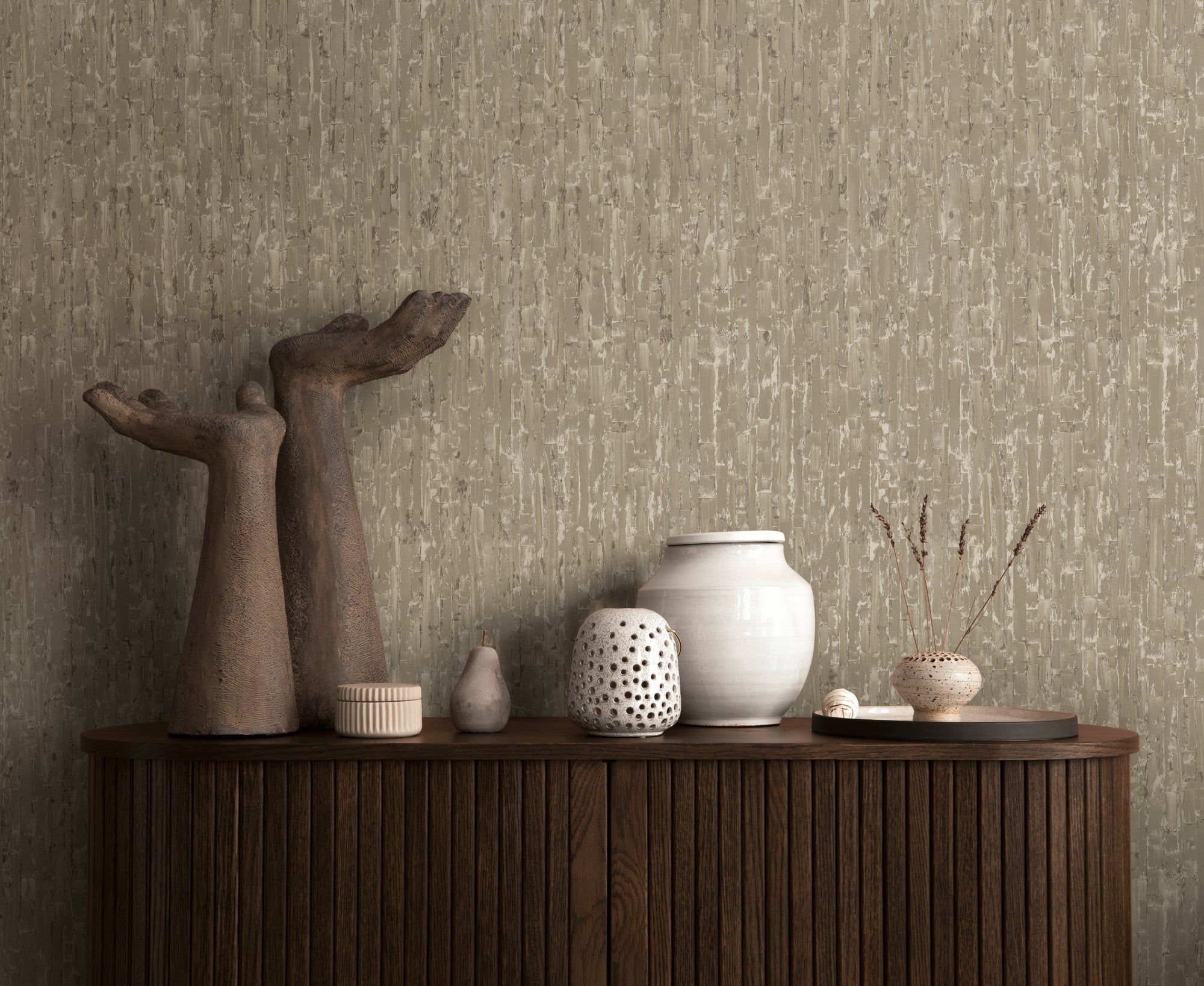 Hochwertige Vliestapete Beige Modern