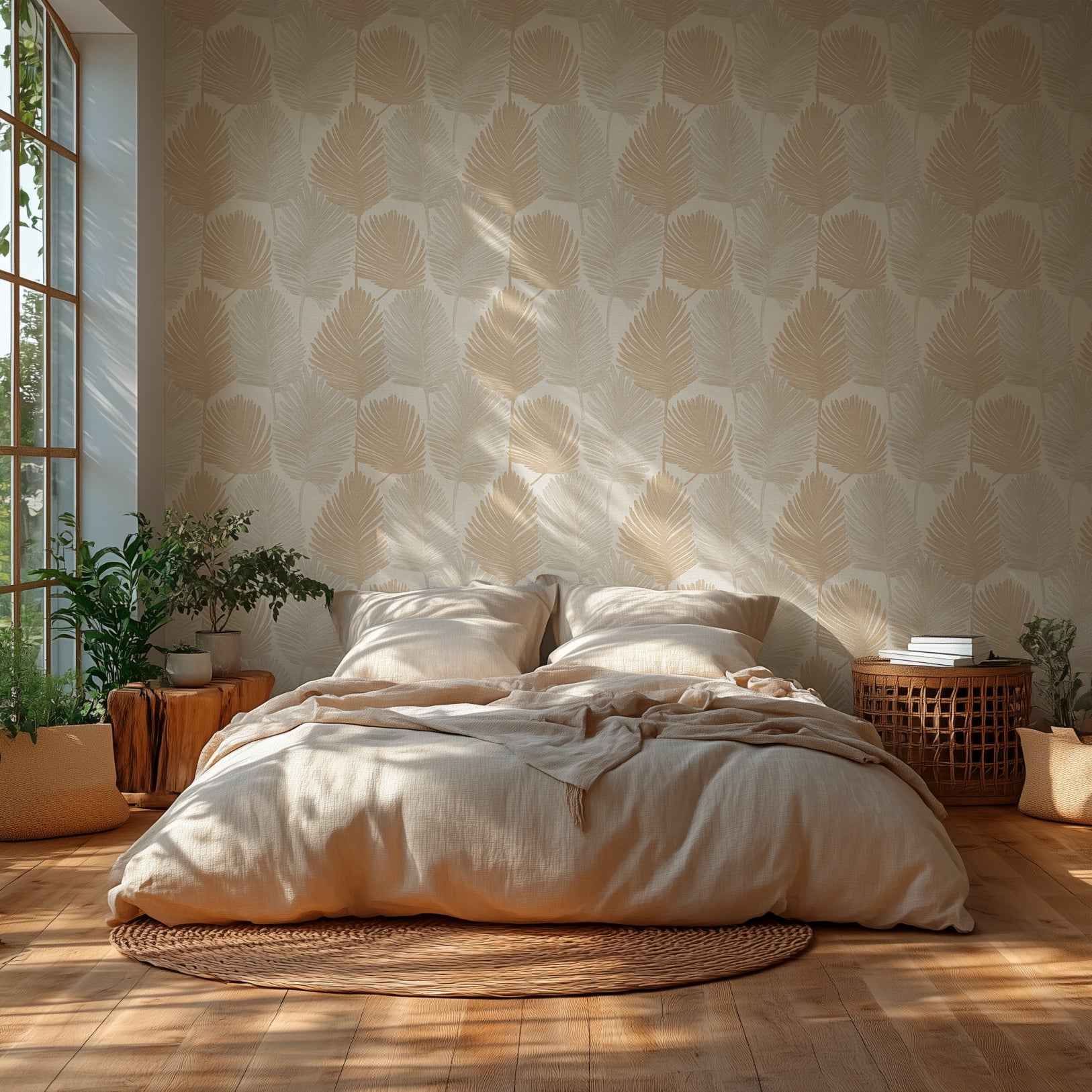 Hochwertige Vliestapete Creme Floral