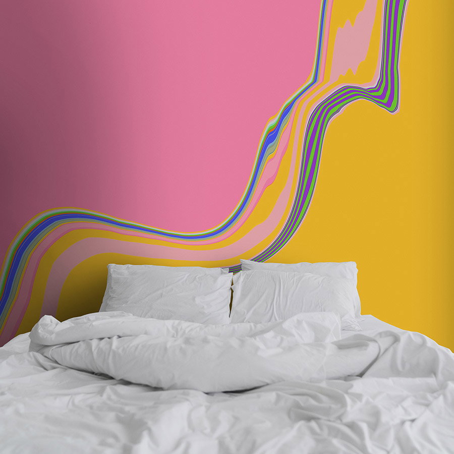 Fotomural Walls by Patel - Photo wallpaper »nexus« - Abstract wave design - Pink, Orange