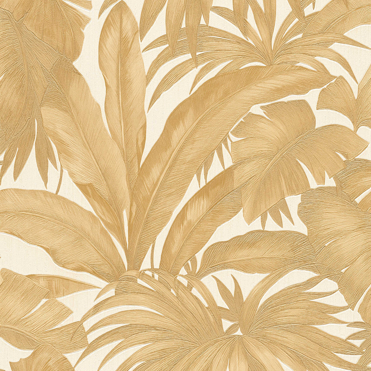 Papel pintado VERSACE con palmeras y efecto dorado - crema, metálico