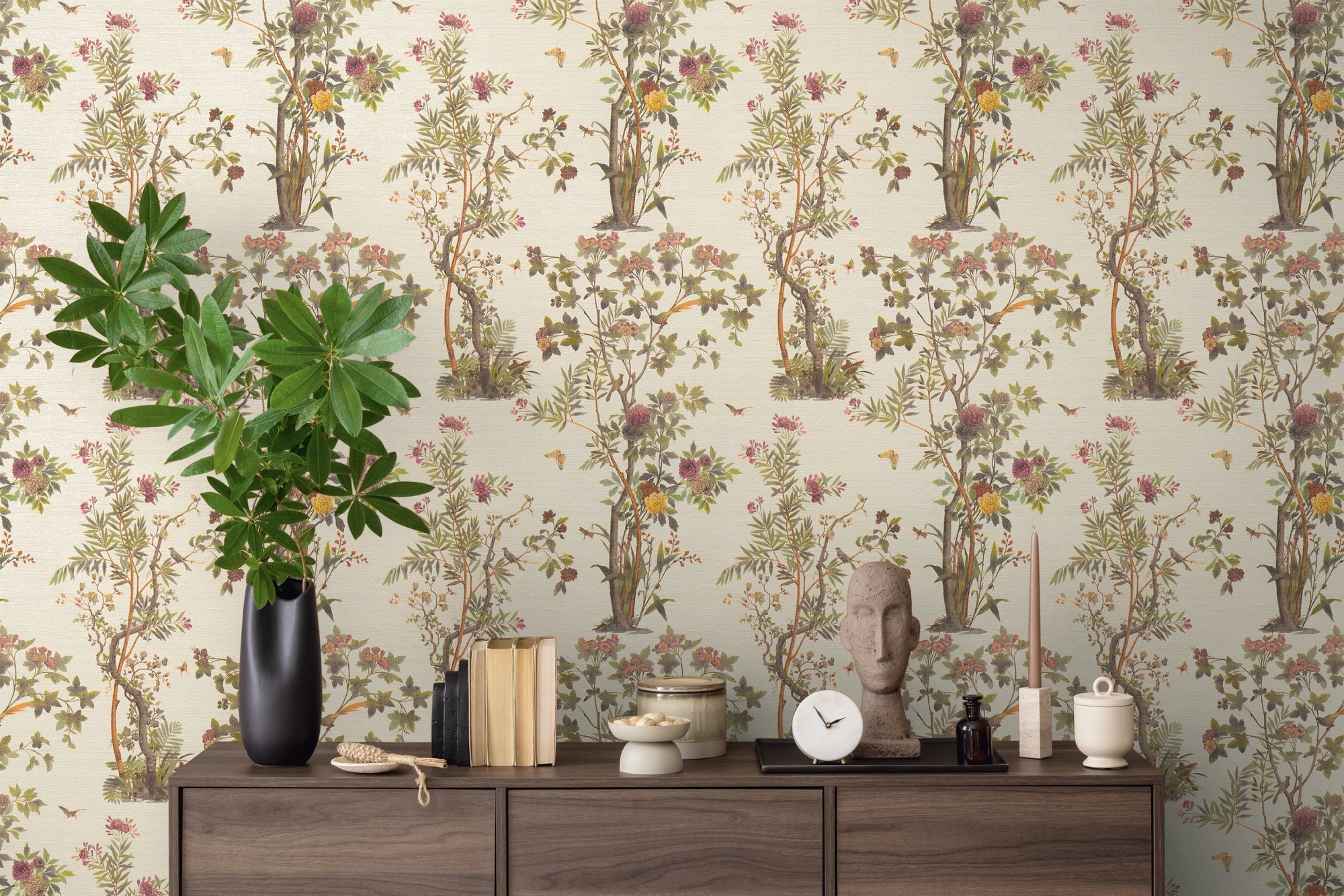 Hochwertige Vliestapete Gruen Floral