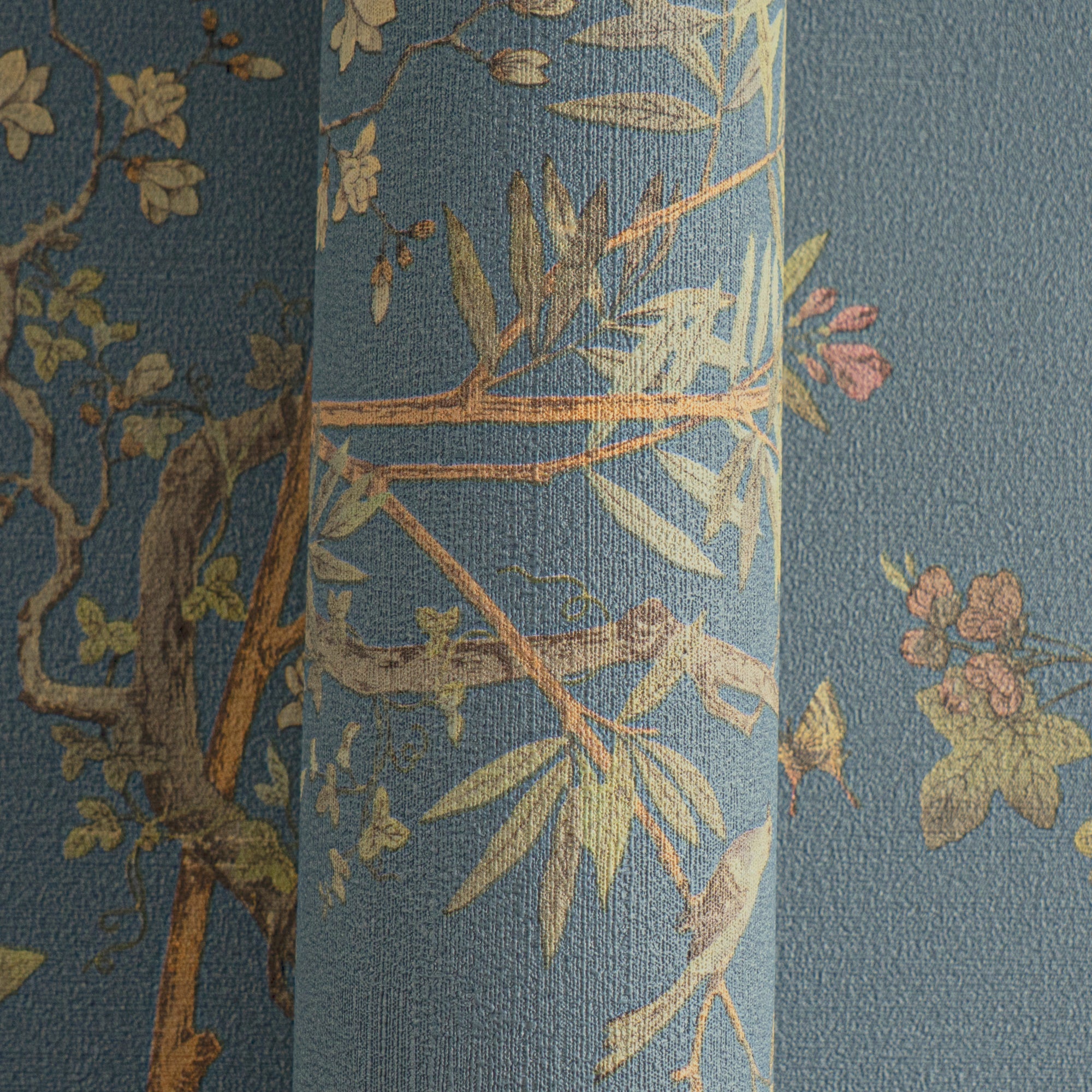 Hochwertige Vliestapete Blau Floral