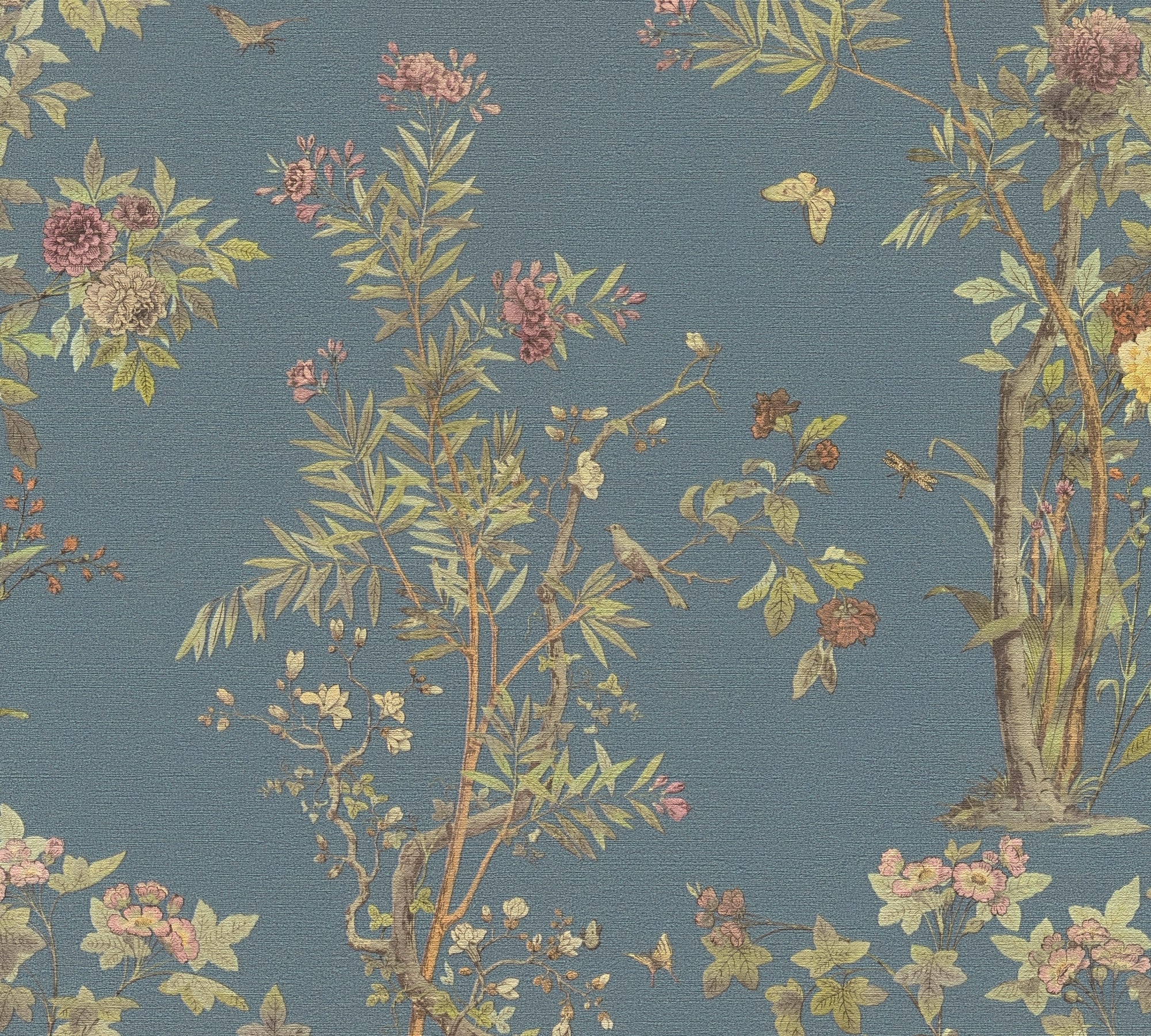 Hochwertige Vliestapete Blau Floral