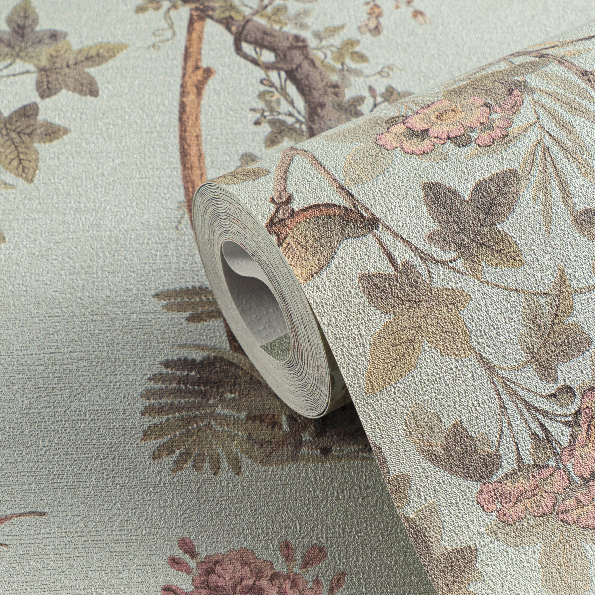 Hochwertige Vliestapete Braun Floral