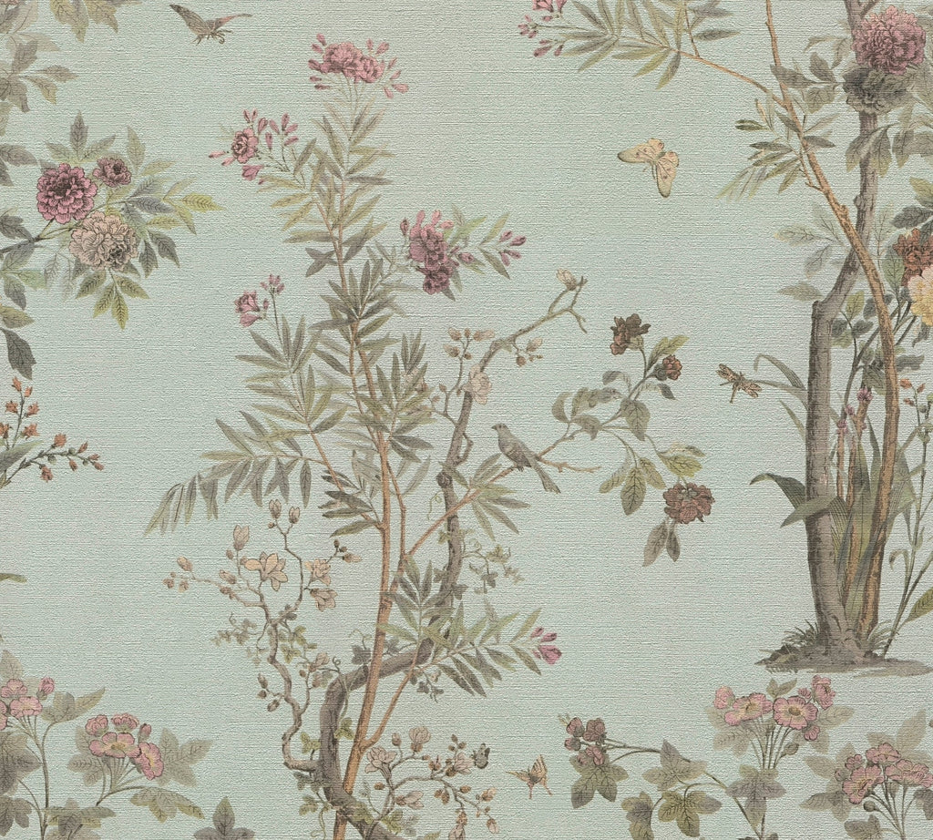 Hochwertige Vliestapete Braun Floral