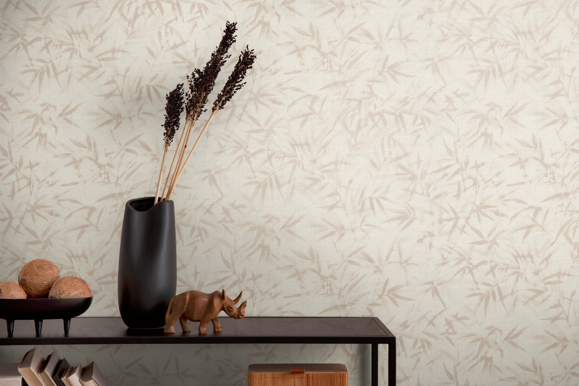 Hochwertige Vliestapete Beige Floral