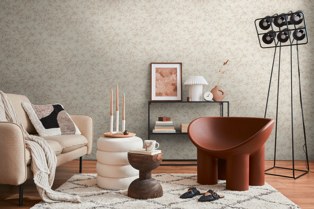 Hochwertige Vliestapete Beige Floral