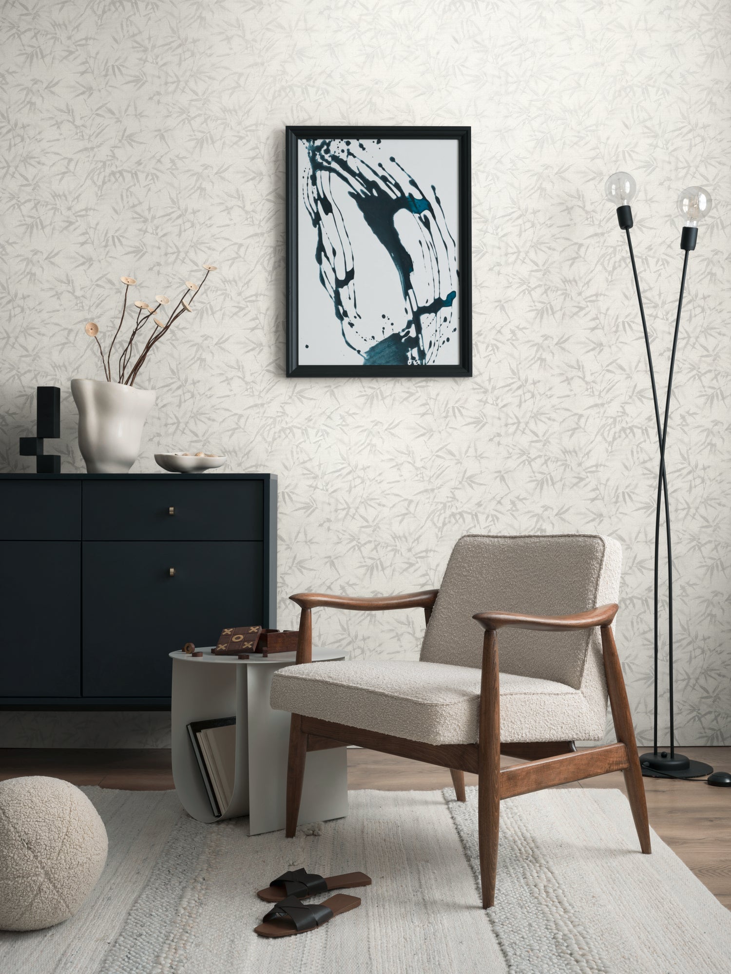 Hochwertige Vliestapete Creme Floral