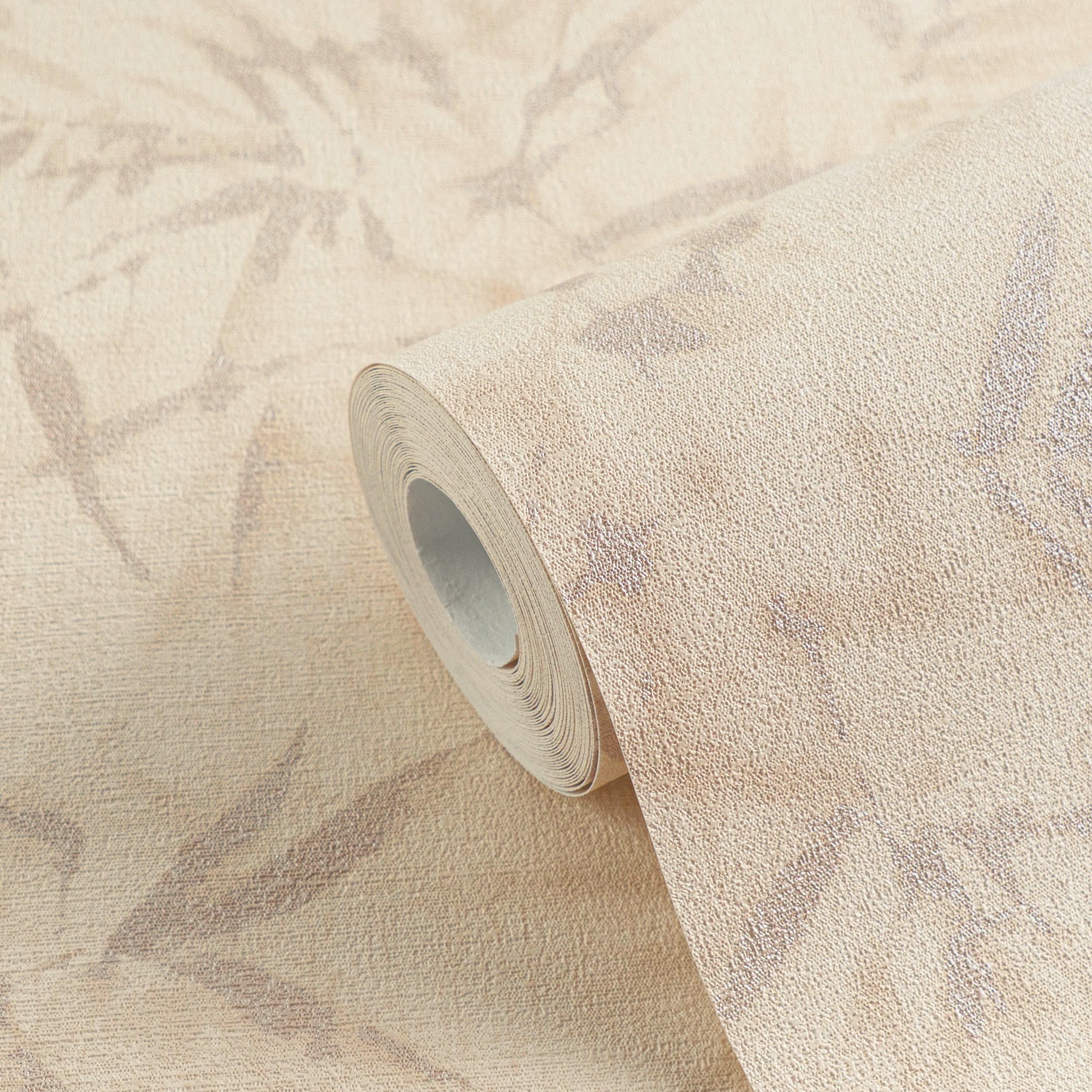 Hochwertige Vliestapete Beige Floral