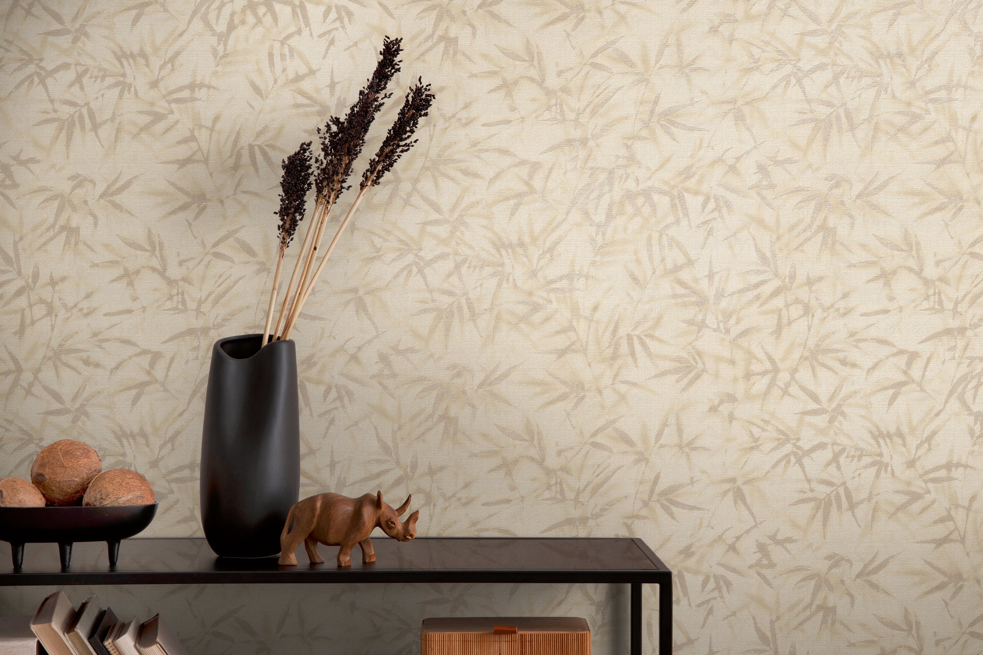 Hochwertige Vliestapete Beige Floral
