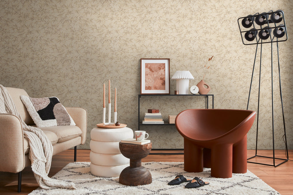 Hochwertige Vliestapete Beige Floral