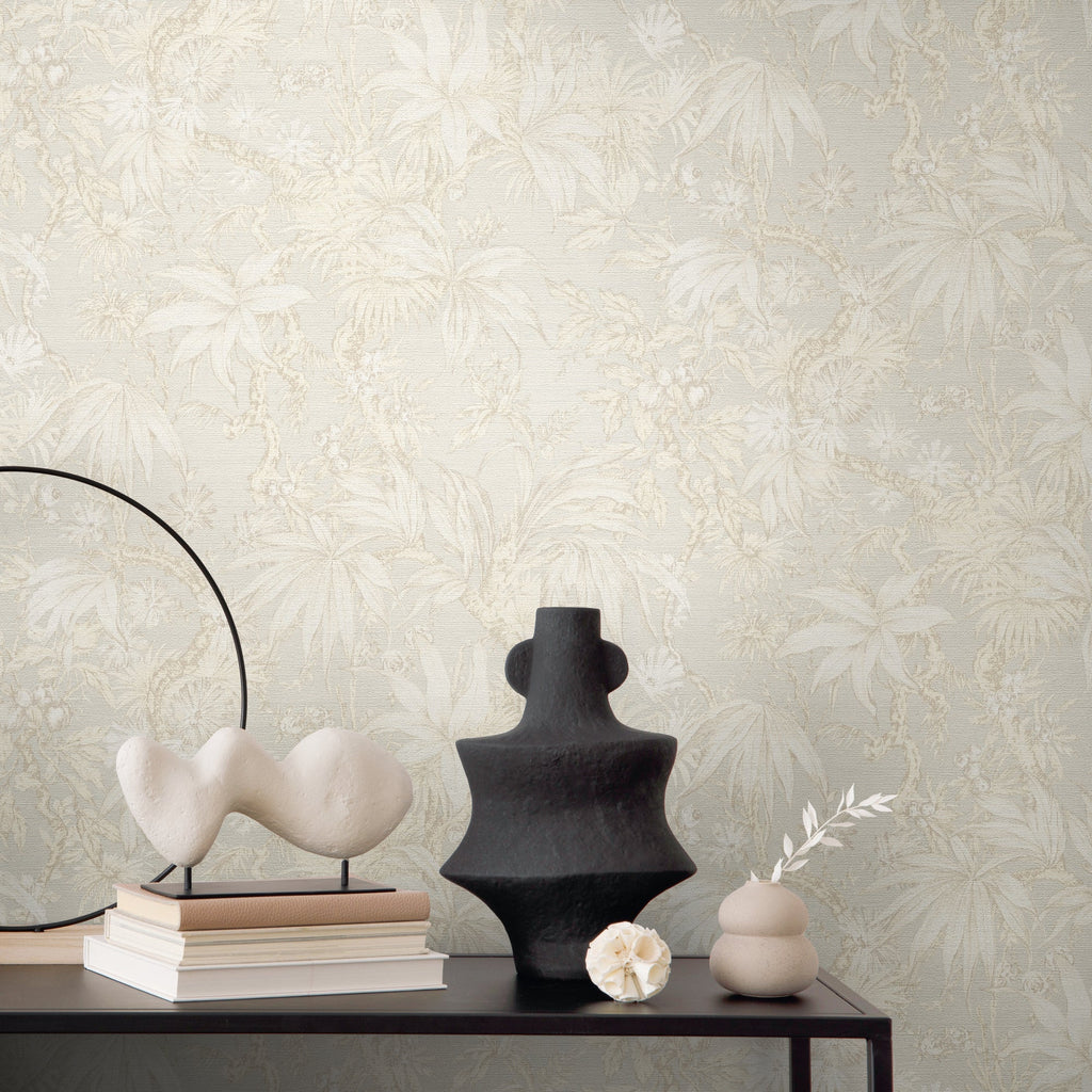 Hochwertige Vliestapete Creme Floral