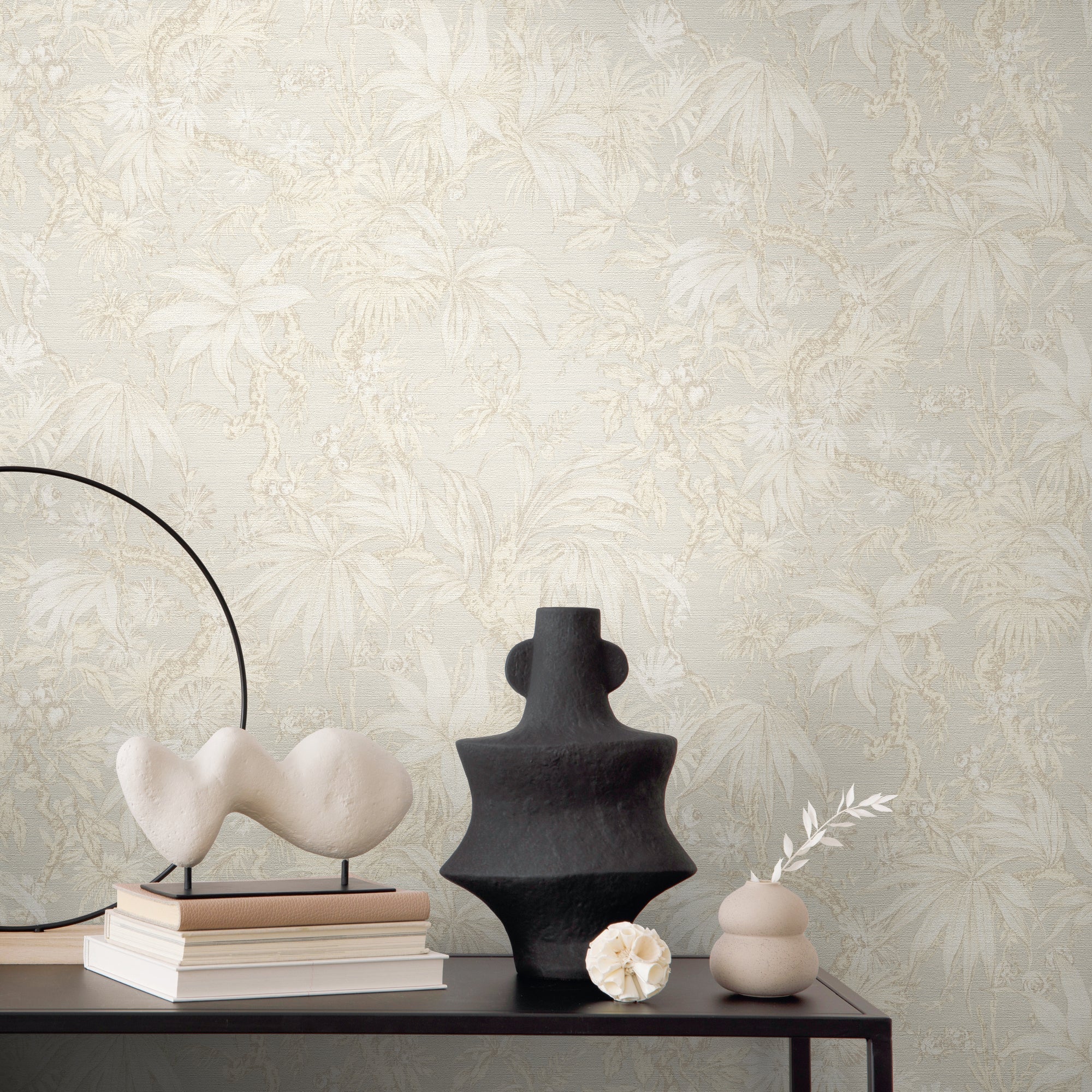Hochwertige Vliestapete Creme Floral
