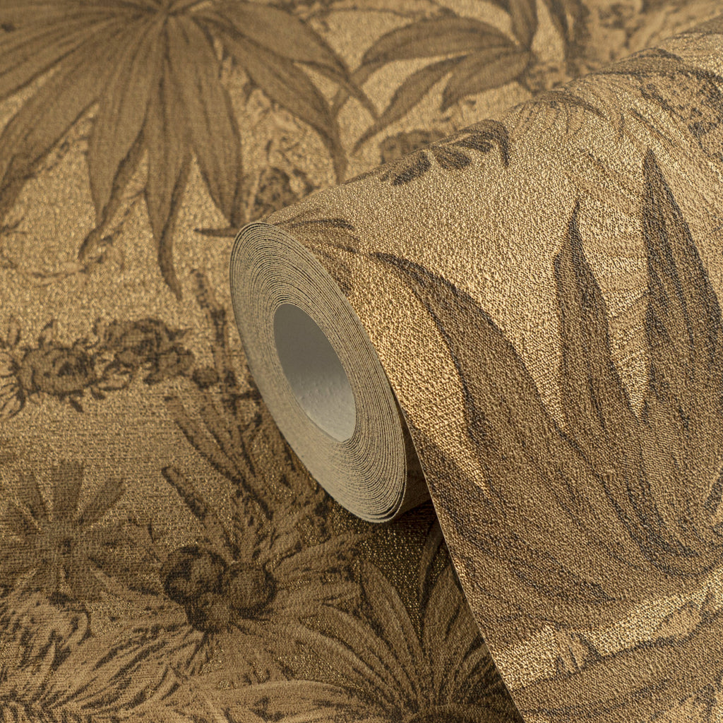 Hochwertige Vliestapete Braun Floral