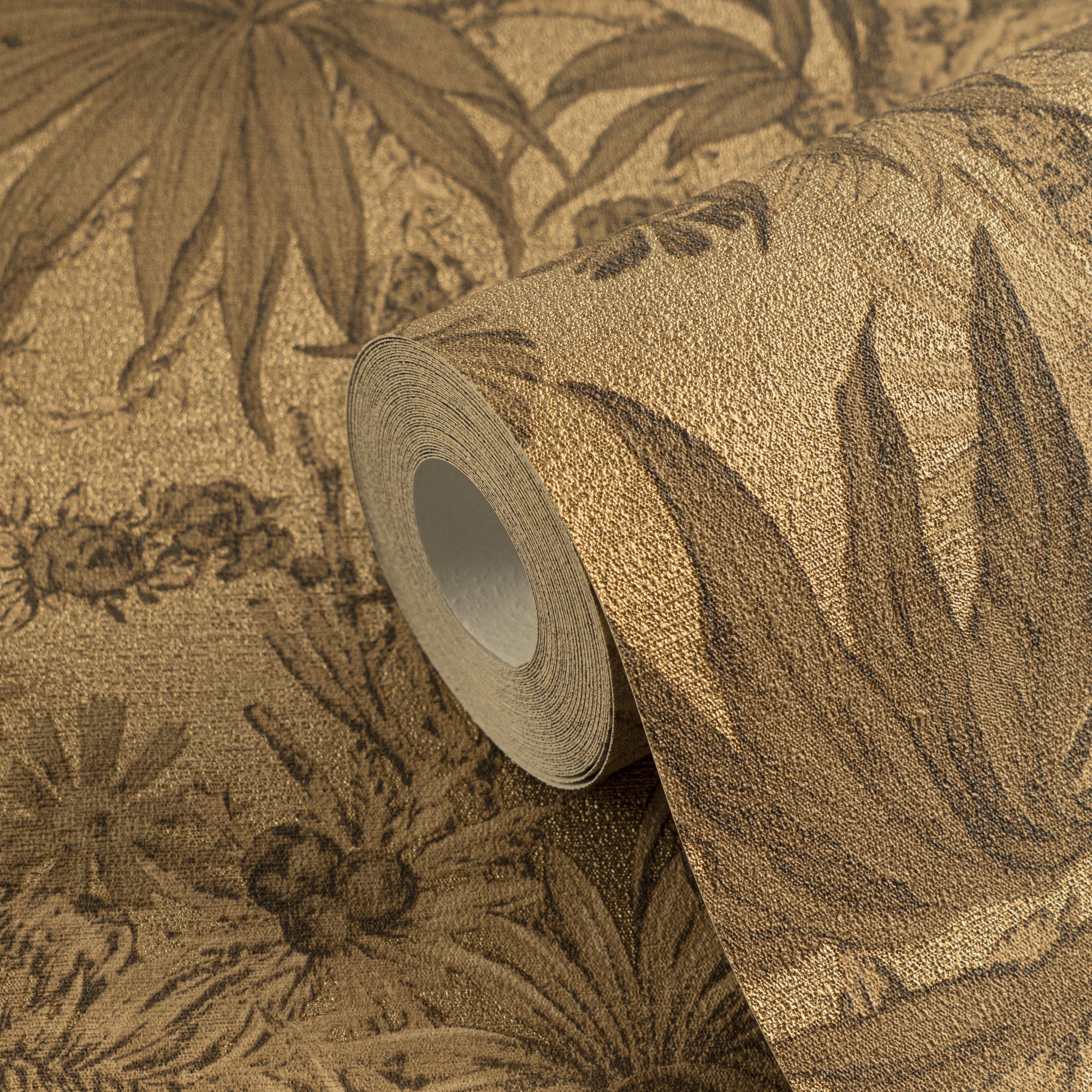 Hochwertige Vliestapete Braun Floral